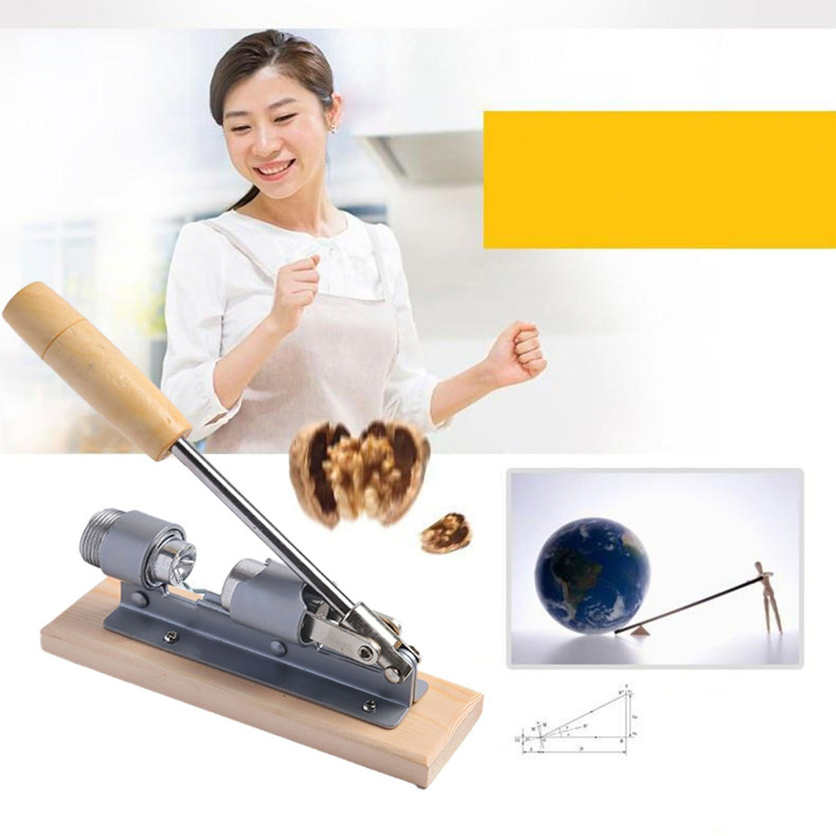 Pecan Nut Cracker Mechanical Regulable Design Wood Stainless Steel Walnut Plier Opener Tool