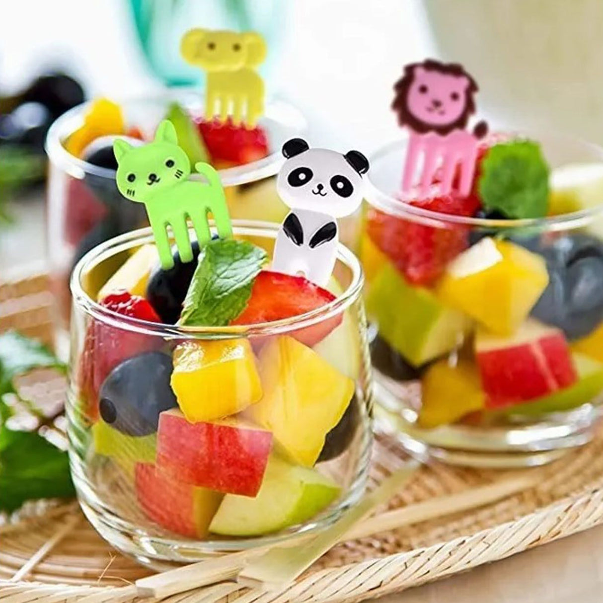 50 PCS Home Cartoon Fruit Fork Innovative Cute Animal Shape Plastic Children Bento Fruit Fork Set