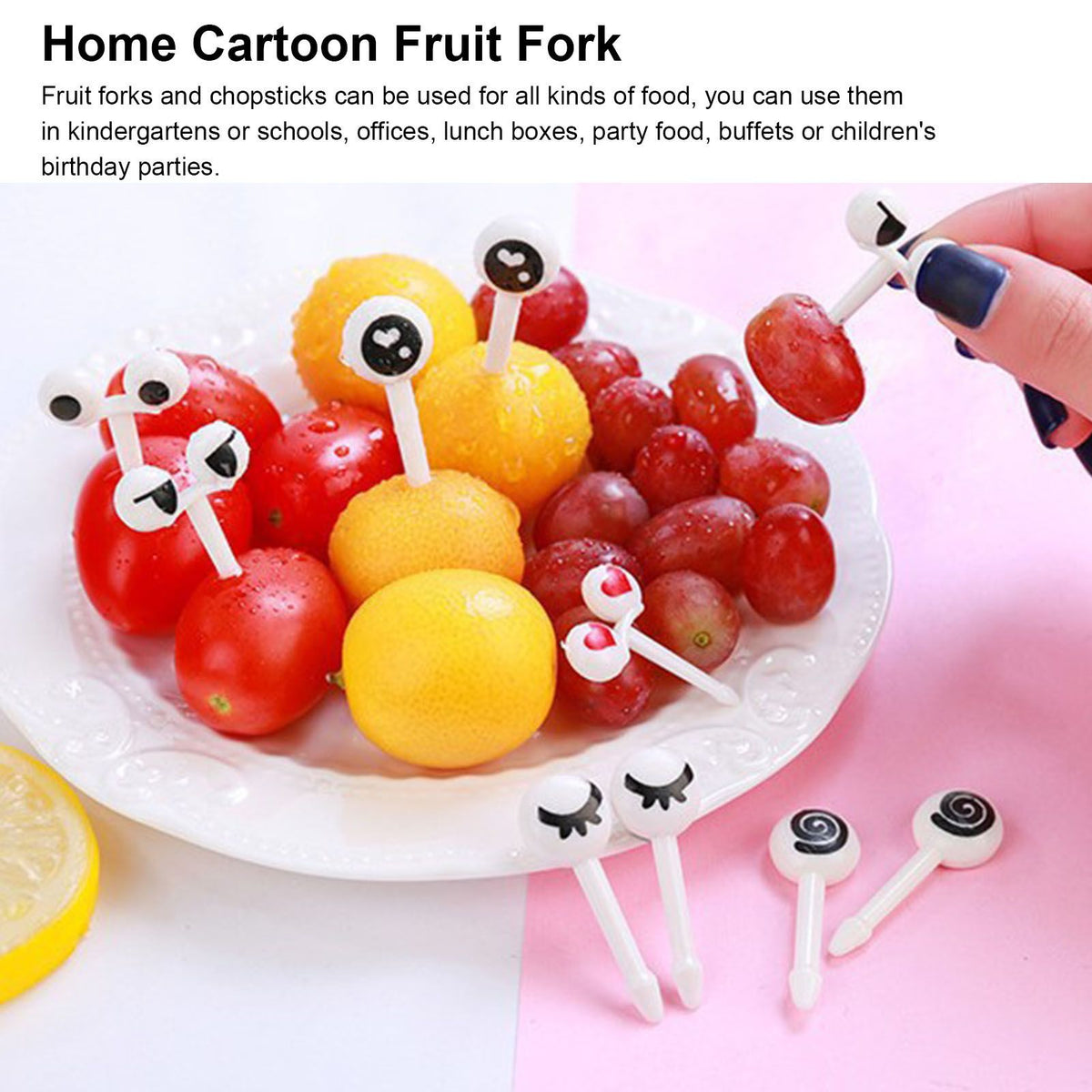 50 PCS Home Cartoon Fruit Fork Innovative Cute Animal Shape Plastic Children Bento Fruit Fork Set