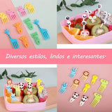 50 PCS Home Cartoon Fruit Fork Innovative Cute Animal Shape Plastic Children Bento Fruit Fork Set - Extra Image