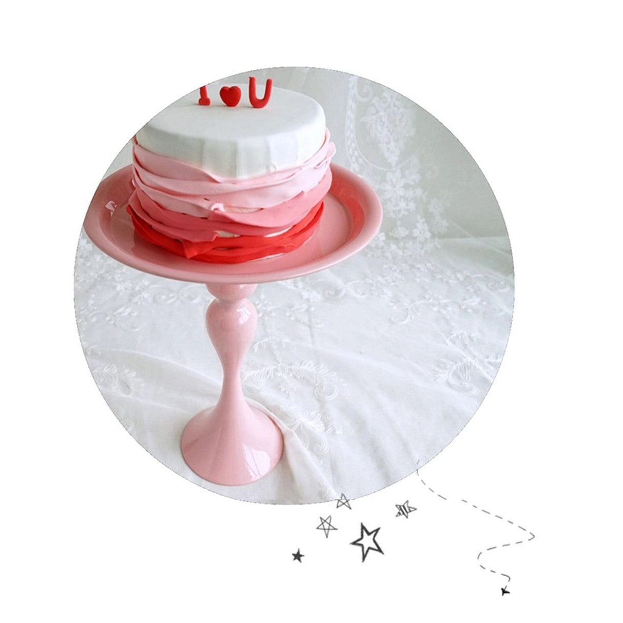 Cake Stand Minimalist Stable Decorative Multi Functional Cake Tray Holder for Cupcake Dessert Fruit Pink M