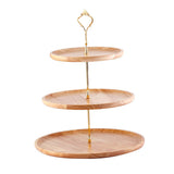 Fruit Plate Wood Natural Textured Simple Elegant Strong Durable Food Tray Cake Fruit Serving Tray 20+25+30cm Three Layers - Top-Down View