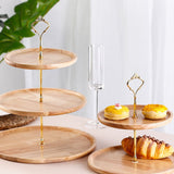 Fruit Plate Wood Natural Textured Simple Elegant Strong Durable Food Tray Cake Fruit Serving Tray 20+25+30cm Three Layers