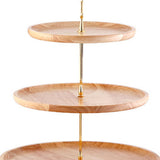 Fruit Plate Wood Natural Textured Simple Elegant Strong Durable Food Tray Cake Fruit Serving Tray 20+25+30cm Three Layers - Low Angle