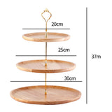 Fruit Plate Wood Natural Textured Simple Elegant Strong Durable Food Tray Cake Fruit Serving Tray 20+25+30cm Three Layers - Extra Image