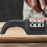 Knife Sharpener 3 Slot Kitchen Knives Sharpen Blade Sharpening Tool for Home Kitchen Black - 45-Degree Angle