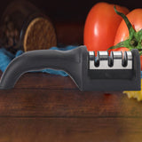 Knife Sharpener 3 Slot Kitchen Knives Sharpen Blade Sharpening Tool for Home Kitchen Black - Rear View