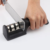 Knife Sharpener 3 Slot Kitchen Knives Sharpen Blade Sharpening Tool for Home Kitchen Black - Extra Image
