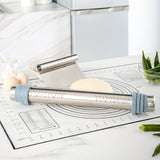 Adjustable Thicknes Flour Rolling Pin with Scale Mat Dough Scraper 430 Stainless Steel Cooking Tools Baking Utensils - Extra Image