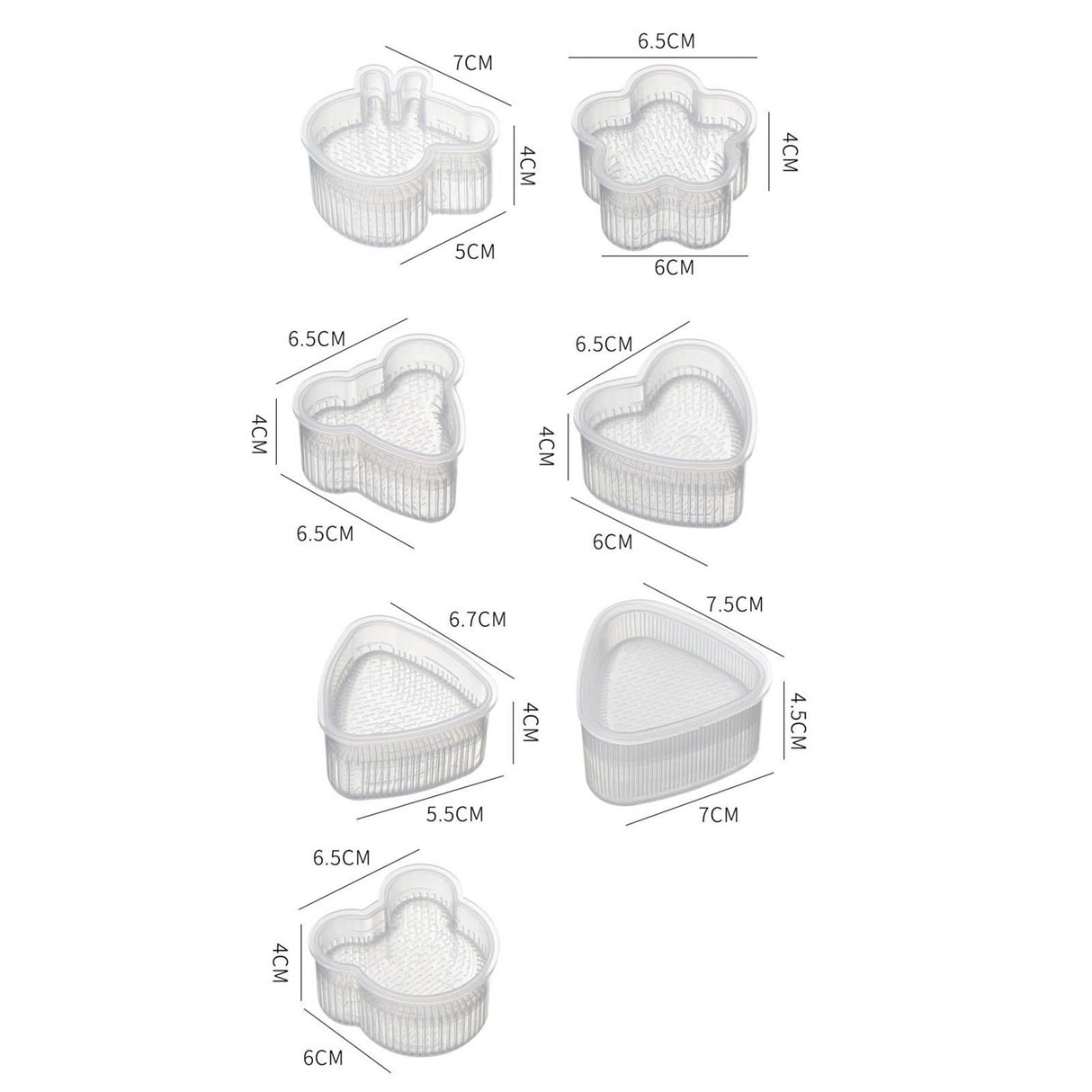 7Pcs Sushi Ball Mold Cartoon Style Food Grade PP Easy Operation Widely Used Sushi Mold for Household Bar DIY
