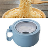 Insulated Bowl Leakage Proof 304 Stainless Steel Interior Thermal Soup Bowl with Handle for Noodle Bento 850ml Blue - Rear View