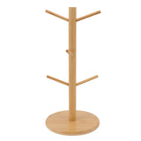 Coffee Cup Holder Space Saving Bamboo Coffee Mug Tree Rack Holder Organizer for Storage Display Drying Mugs - Front View