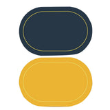 2Pcs Leather Oval Dining Food Mat Oil Proof Insulation Restaurant Table Home Hotel Non Slip Bowl Pad Placemat Blue - Extra Image