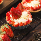 6PCS Removable Bottom Tart Pan Non Stick Coating Carbon Steel Black Quiche Pan for Kitchen