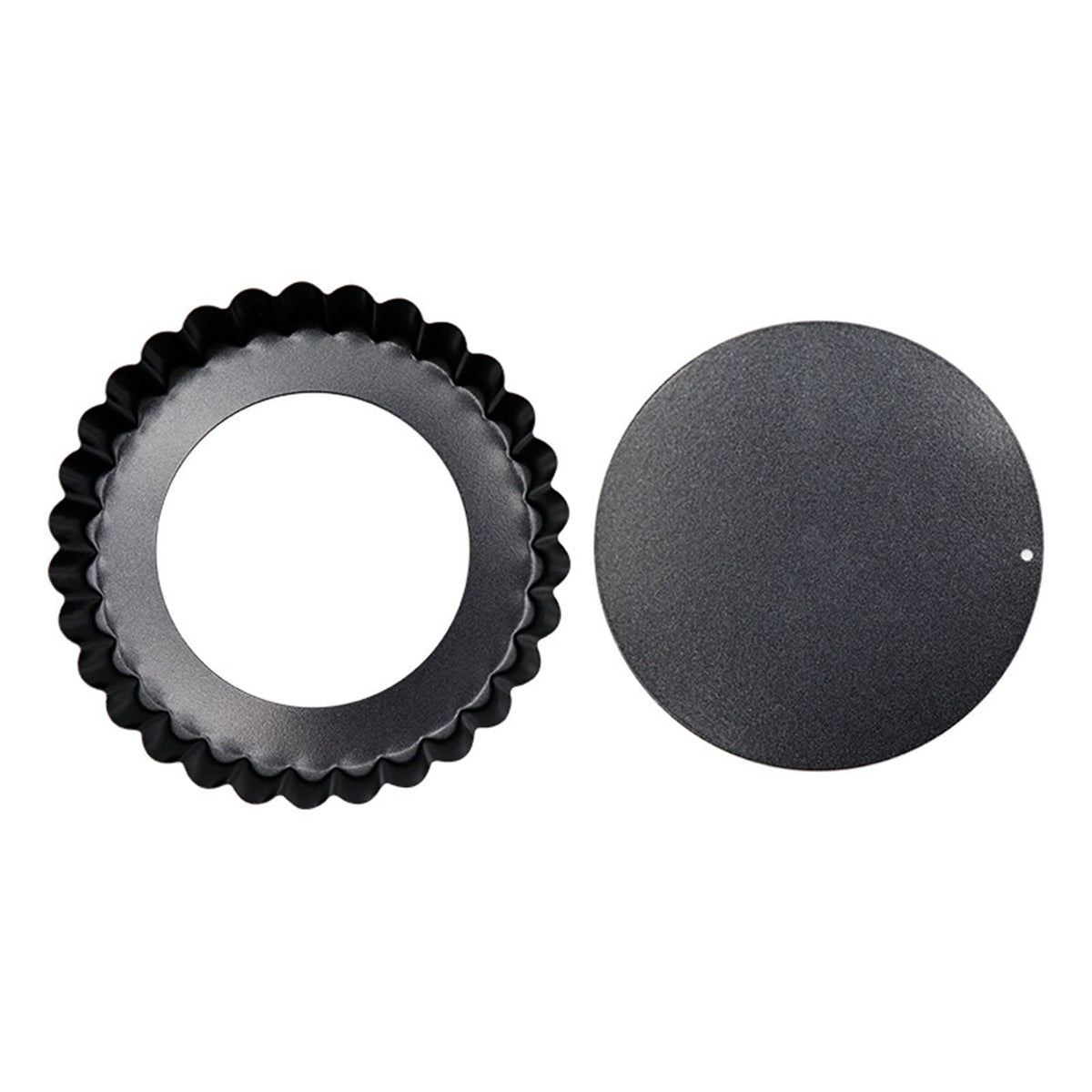 6PCS Removable Bottom Tart Pan Non Stick Coating Carbon Steel Black Quiche Pan for Kitchen