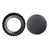 6PCS Removable Bottom Tart Pan Non Stick Coating Carbon Steel Black Quiche Pan for Kitchen - Close-Up Angle