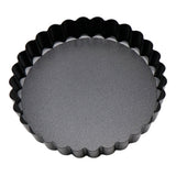 6PCS Removable Bottom Tart Pan Non Stick Coating Carbon Steel Black Quiche Pan for Kitchen - Low Angle