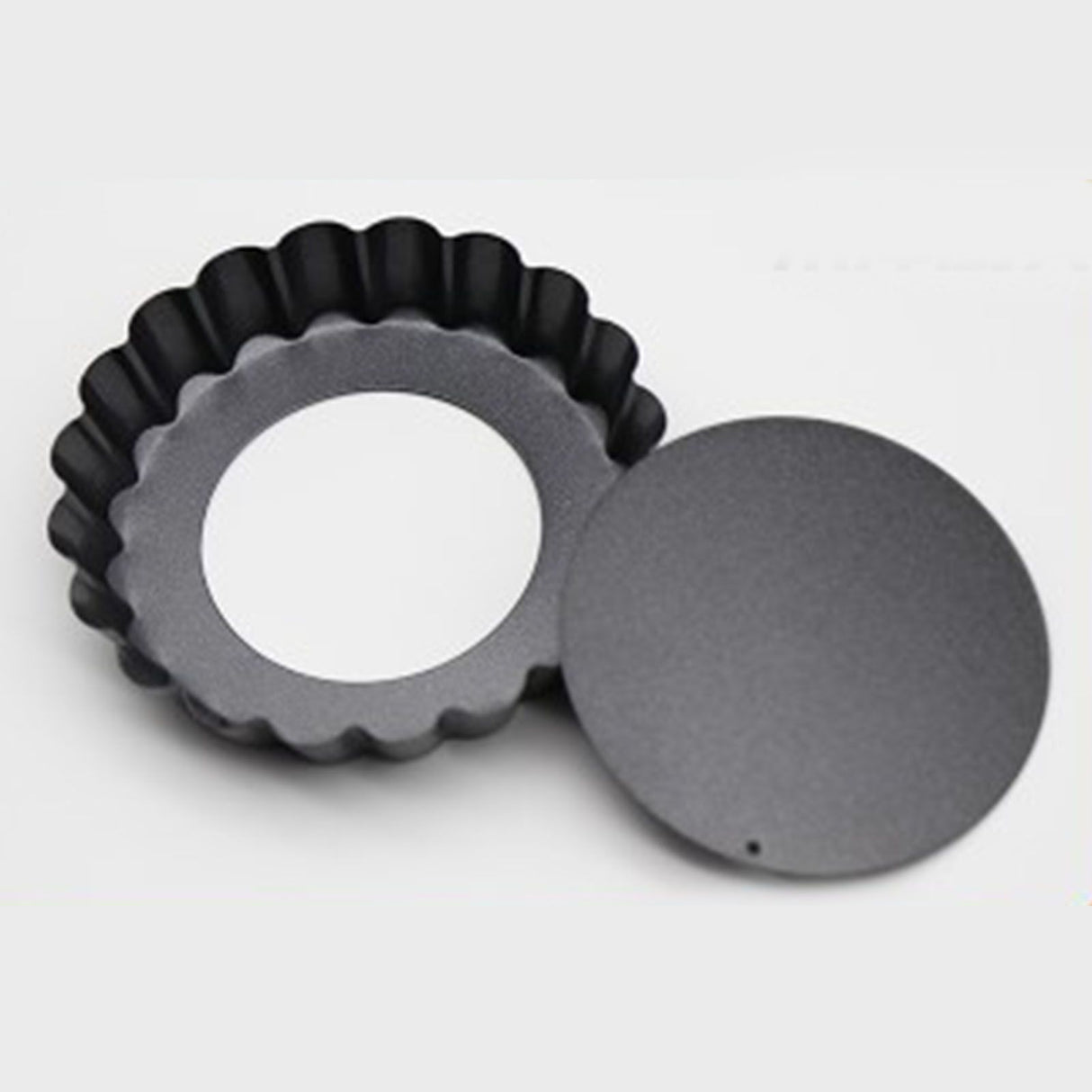 6PCS Removable Bottom Tart Pan Non Stick Coating Carbon Steel Black Quiche Pan for Kitchen
