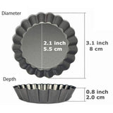6PCS Removable Bottom Tart Pan Non Stick Coating Carbon Steel Black Quiche Pan for Kitchen - Extra Image