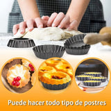 6PCS Removable Bottom Tart Pan Non Stick Coating Carbon Steel Black Quiche Pan for Kitchen - Extra Image