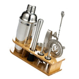 10PCS Home Bartending Kit Stainless Steel with Bamboo Tray Cocktail Mixing Tool Set for DIY Novice 550ML - Front View