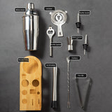 10PCS Home Bartending Kit Stainless Steel with Bamboo Tray Cocktail Mixing Tool Set for DIY Novice 550ML - Extra Image