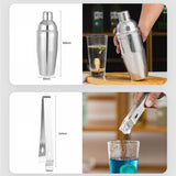 10PCS Home Bartending Kit Stainless Steel with Bamboo Tray Cocktail Mixing Tool Set for DIY Novice 550ML