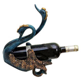 Luxury Swan Wine Rack Innovative Desktop Wine Cabinet Decorative Ornaments for Living Room Office Blue - Front View