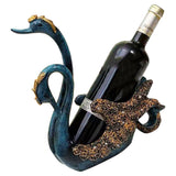 Luxury Swan Wine Rack Innovative Desktop Wine Cabinet Decorative Ornaments for Living Room Office Blue - Side View