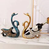 Luxury Swan Wine Rack Innovative Desktop Wine Cabinet Decorative Ornaments for Living Room Office Blue - Extra Image