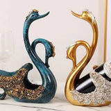 Luxury Swan Wine Rack Innovative Desktop Wine Cabinet Decorative Ornaments for Living Room Office Blue - Extra Image
