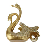 Luxury Swan Wine Rack Innovative Desktop Wine Cabinet Decorative Ornaments for Living Room Office Gold - Side View