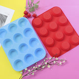 12 Cupcake Pan Soft Silicone Round Shape Easy Release Muffin Pan for Cupcake Muffin Gelatin Soap Candle Blue