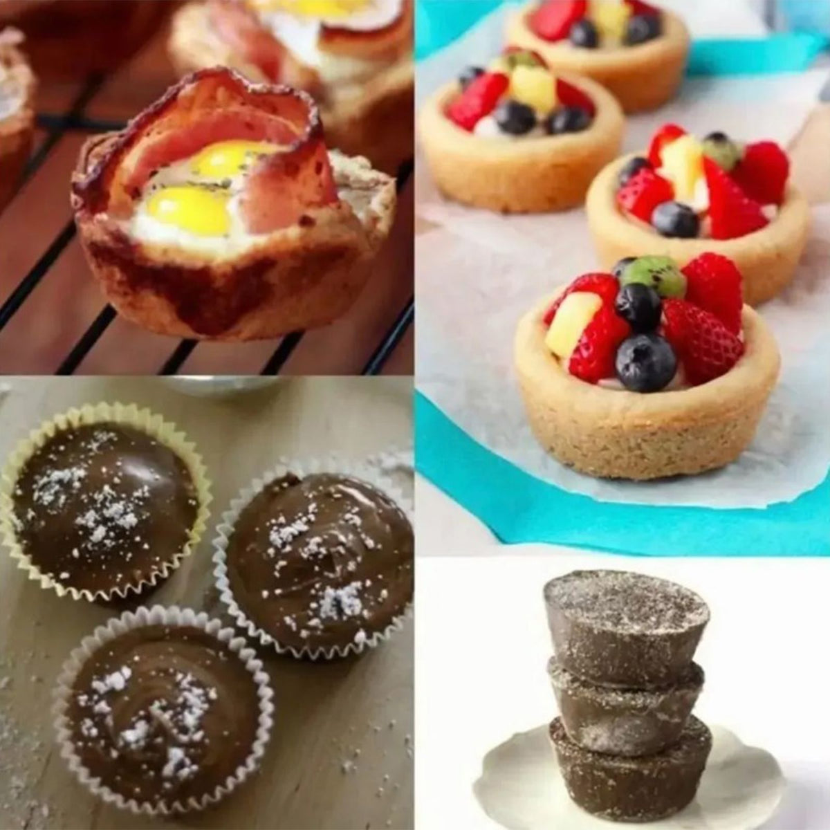 12 Cupcake Pan Soft Silicone Round Shape Easy Release Muffin Pan for Cupcake Muffin Gelatin Soap Candle Blue