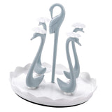 Swan Cup Holder with Rotating Drip Tray Plastic Rotatable Drinking Cup Drainer Stand Rack for Home Kitchen Blue 4 Heads - Side View