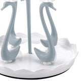 Swan Cup Holder with Rotating Drip Tray Plastic Rotatable Drinking Cup Drainer Stand Rack for Home Kitchen Blue 4 Heads