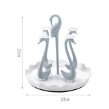 Swan Cup Holder with Rotating Drip Tray Plastic Rotatable Drinking Cup Drainer Stand Rack for Home Kitchen Blue 4 Heads