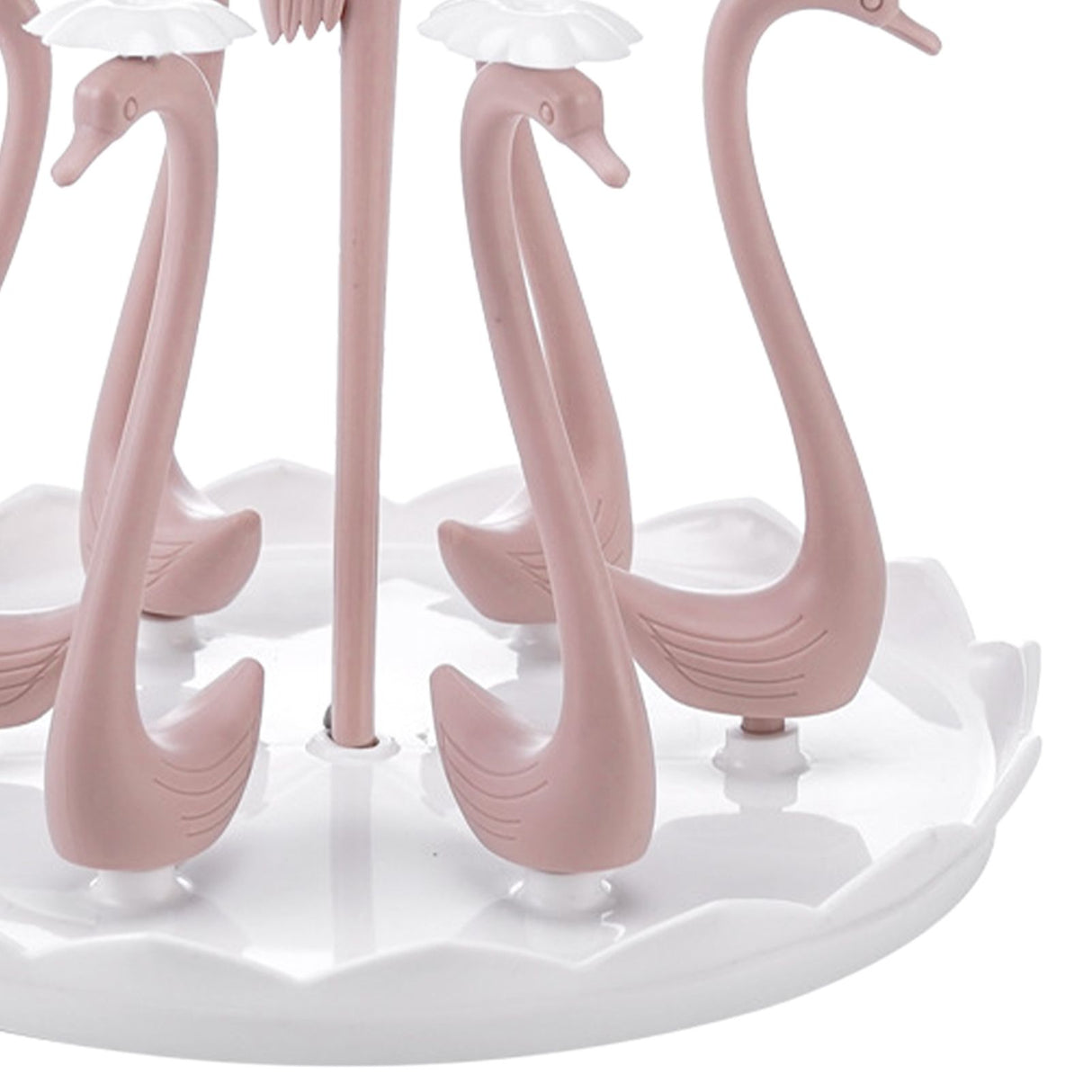 Swan Cup Holder with Rotating Drip Tray Plastic Rotatable Drinking Cup Drainer Stand Rack for Home Kitchen Pink 6 Heads