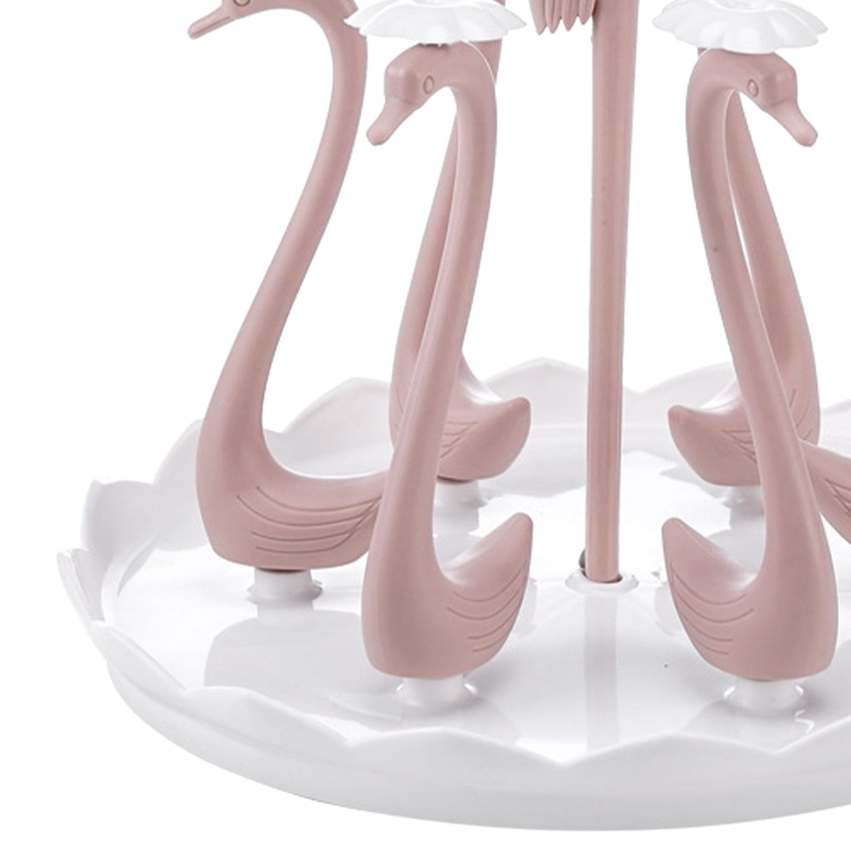 Swan Cup Holder with Rotating Drip Tray Plastic Rotatable Drinking Cup Drainer Stand Rack for Home Kitchen Pink 6 Heads
