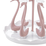 Swan Cup Holder with Rotating Drip Tray Plastic Rotatable Drinking Cup Drainer Stand Rack for Home Kitchen Pink 6 Heads