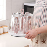 Swan Cup Holder with Rotating Drip Tray Plastic Rotatable Drinking Cup Drainer Stand Rack for Home Kitchen Pink 6 Heads - Extra Image