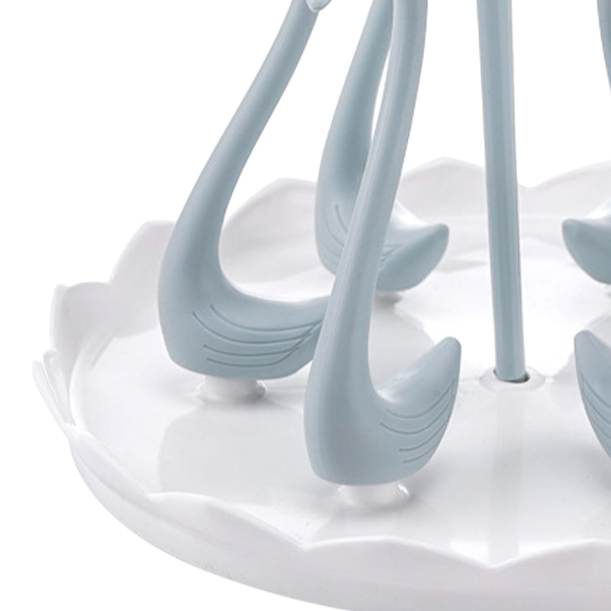 Swan Cup Holder with Rotating Drip Tray Plastic Rotatable Drinking Cup Drainer Stand Rack for Home Kitchen Blue 6 Heads