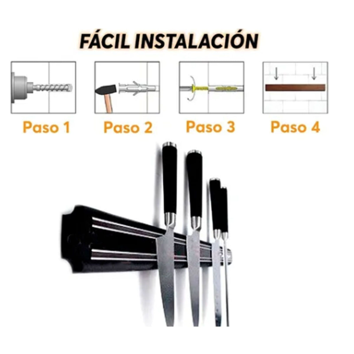 Magnetic Knife Holder Modern Simple Design Multi Use Wall Mount Knife Strip 38cm