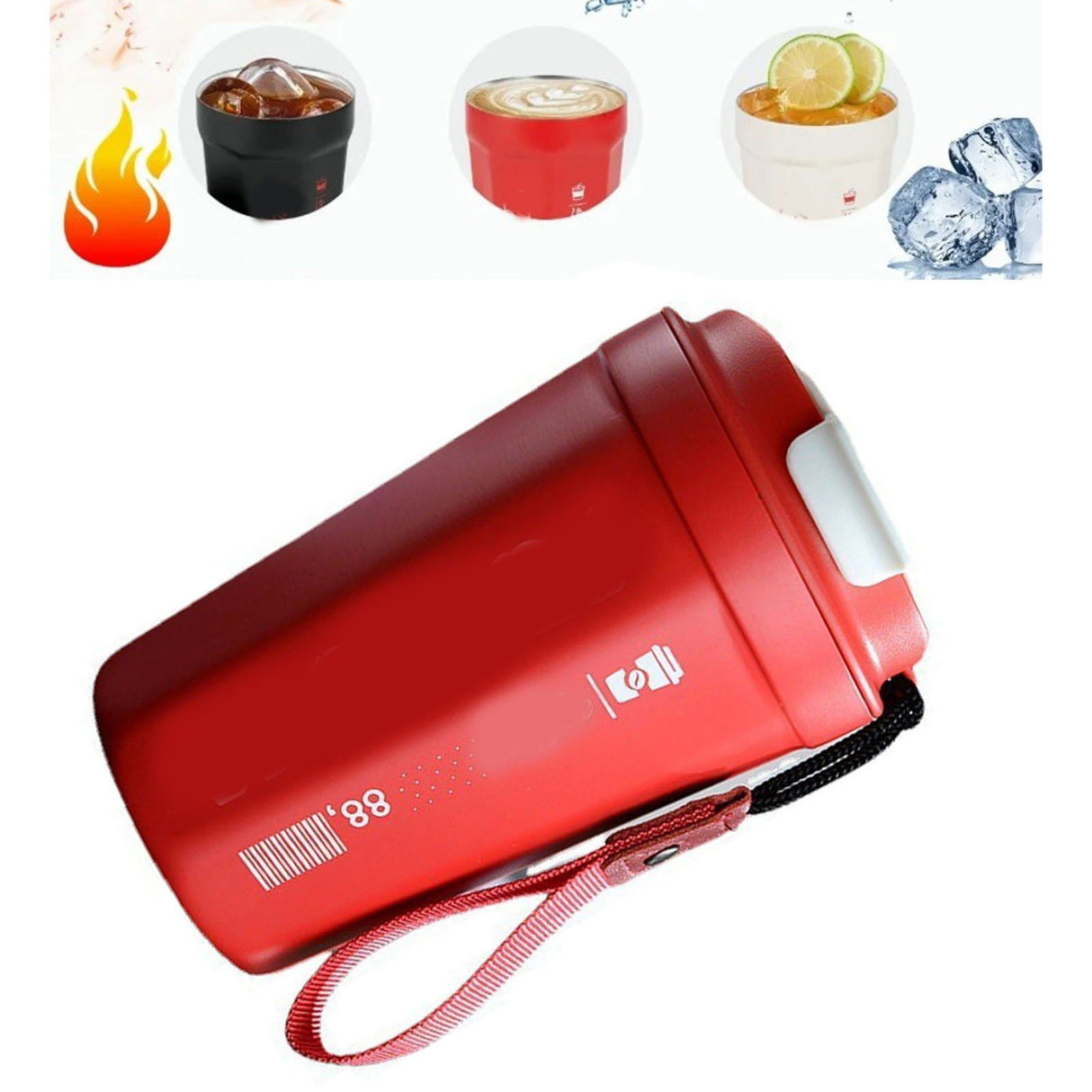 390ml Insulated Coffee Mug Keep Warm Cold Portable Stainless Steel Camping Mug for Home School Office Outdoor Red