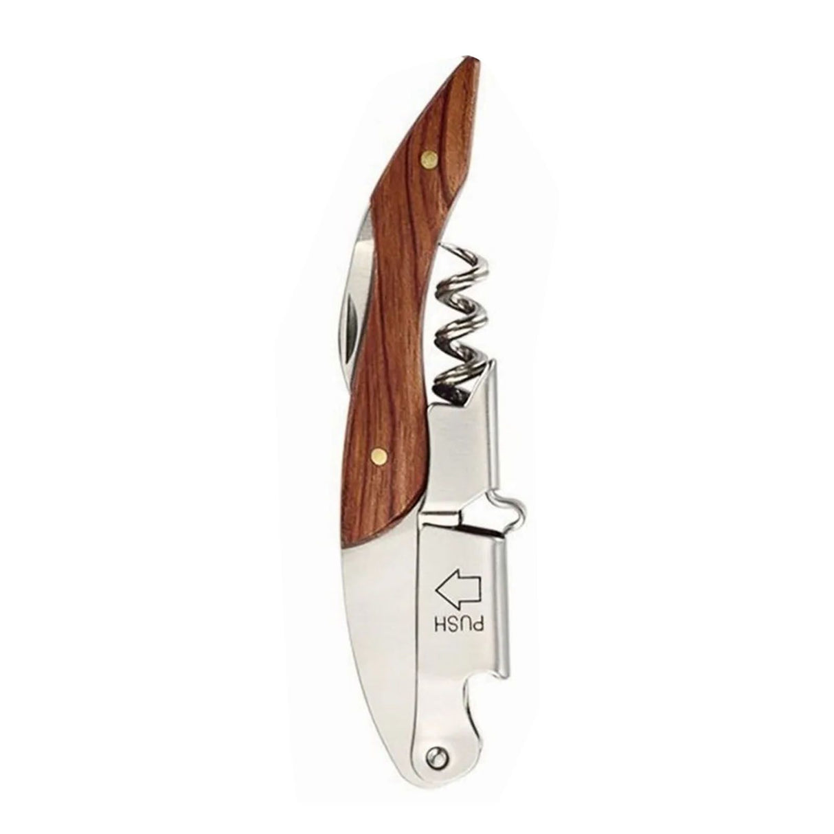 Wine Bottle Opener Corkscrew Stainless Steel Wood Easy Grip Portable Tool for Home