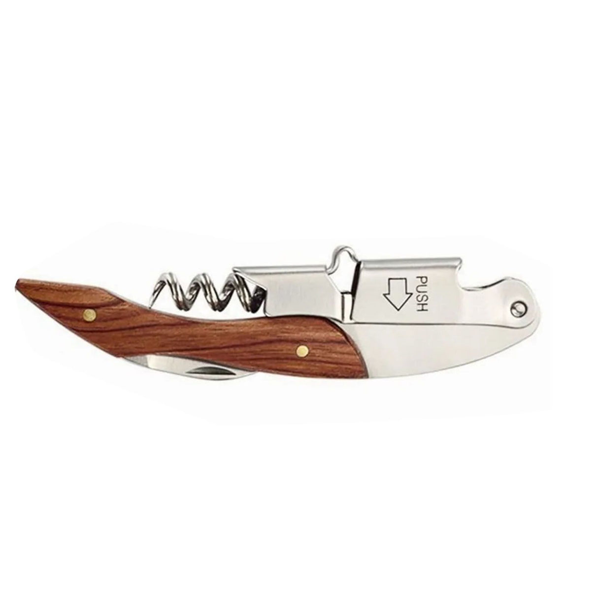 Wine Bottle Opener Corkscrew Stainless Steel Wood Easy Grip Portable Tool for Home