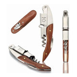 Wine Bottle Opener Corkscrew Stainless Steel Wood Easy Grip Portable Tool for Home
