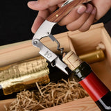 Wine Bottle Opener Corkscrew Stainless Steel Wood Easy Grip Portable Tool for Home - Close-Up Angle