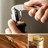 Wine Bottle Opener Corkscrew Stainless Steel Wood Easy Grip Portable Tool for Home - Extra Image
