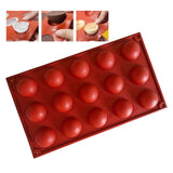 Semi Sphere Mold 15 Holes Silicone Semicircle Baking Mold for Cake Chocolate Mousse - 45-Degree Angle